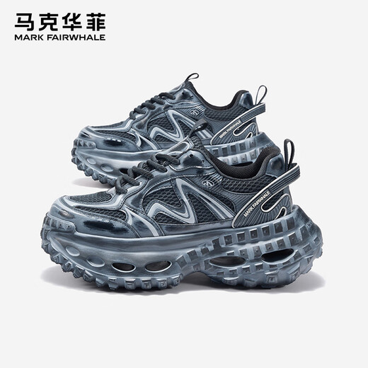 Mark Huafei men's shoes 2025 new spring breathable sports shoes men's casual height-enhancing dad shoes men indigo 40