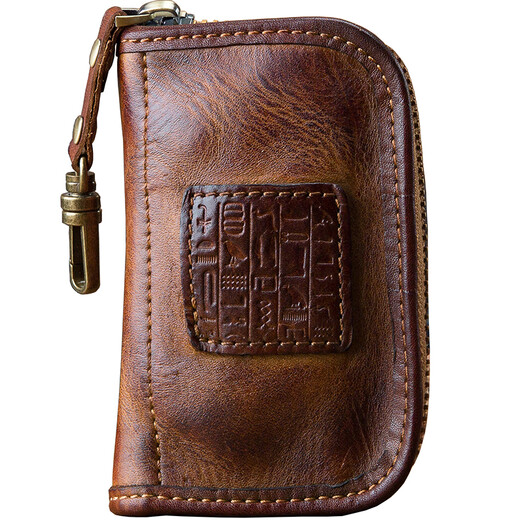 Simple / Nature Hartive Handmade Cowhide Ключевая сумка мужская застежка-молния на талию висящая автомобиль Ключевая сумка подличная кожаная кожаная кошелька многофункциональная многофункциональная сумка модная сумка модная коричневая