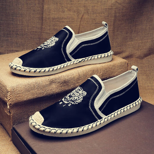 Ruiyang fisherman shoes men old Beijing cloth shoes men spring casual Chinese style embroidery fisherman barefoot wearing linen one foot MX9902 green 40 standard casual shoe size