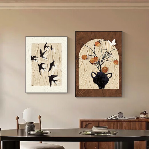
Chengzi French desktop layout retro living room decoration painting medieval style restaurant persimmon Ruyi sofa background wall hanging painting JD15272 30*40 texture oil canvas ps wood grain frame