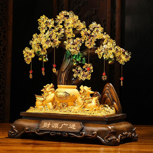 匠驴貔貅聚宝盆发财树摆件乔迁开业礼物客厅酒柜店铺收银台装饰工艺品 【京仓速发】小号 长26宽13高30厘米