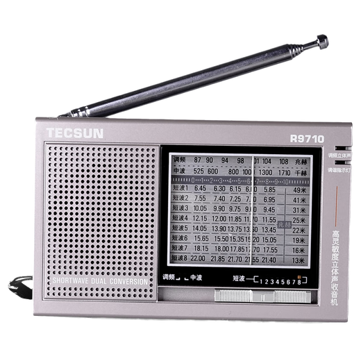 Desheng R-9710 Conversión de frecuencia secundaria Alta sensibilidad de alta sensibilidad Tipo de puntero de radio estéreo Tipo de operación simple para personas mayores Brown Standard