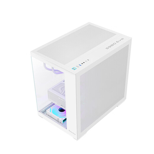 航嘉（Huntkey）S980Evo龙卷风战神白色全景海景房机箱（卡扣快拆/360水冷/10风扇位/ATX/易拆顶盖/Type-C接口）