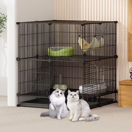 JPHZNB cat cage household cat villa pet cage indoor cattery with toilet extra large free space small cat nest 2 rows 2 layers 1 row upper and lower double doors luxury model regular model + cat litter box + cat nest + hanging