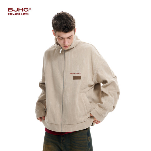 BJHG reckless new corduroy jacket men's autumn trendy American loose casual couple tops women's space black XL