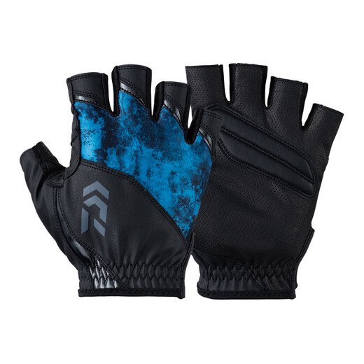 DAIWA spring and summer DG-2023/2123 Fingerless quick-drying fishing gloves, half-finger cooling gloves, split-finger gloves, 3 fingers exposed-Deep Sea Black Pattern M