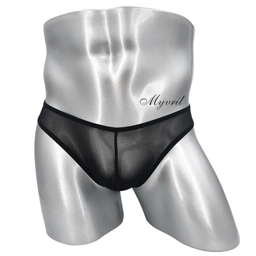 Erotic underwear elastic hip lift double thong men's U-convex transparent butt exposed mesh low waist trendy white one size