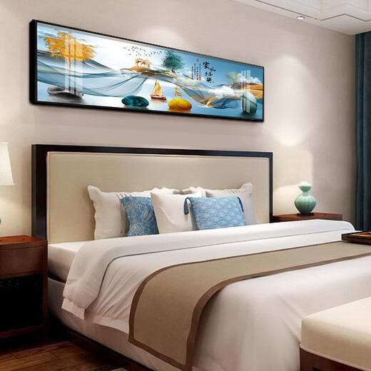 Mo Malerei Lulin Moderne einfache Schlafzimmer Dekoration Gemälde warm romantische Nachts Malerei Hotel Hotel B & B Zimmer Hängende Malmale Hintergrund Wandmalerei 03 Shilai Run 12146 200*60 schwarzer Rahmen (Diamant Inlay -Malerei) individuelle Größe