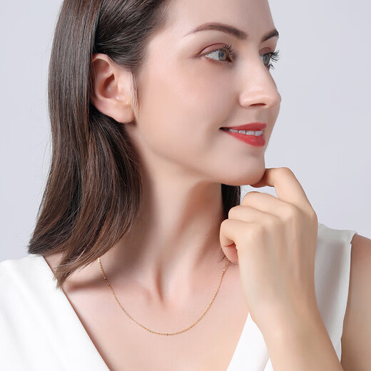 Yongsi quality 18k rose gold necklace 18K gold women's O-shaped chain clavicle chain plain chain AU750 yellow l gold color gold K yellow l gold thick about 0.8mmx40cm