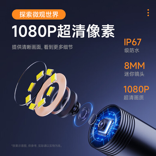 Bianchean endoscope, special high-definition camera for car sewer pipe repair, industrial waterproof probe, visual mobile phone detection, 10-meter hard line + 8mm high-definition large screen single lens