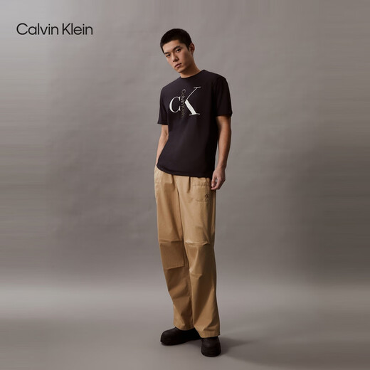
Calvin KleinJeans summer men's casual commuting classic ck large letter printing pure cotton short-sleeved T-shirt 40KC829 BAE-Space Black L
