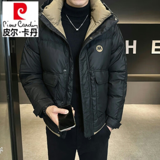 
Pierre cardin brand short down jacket for men 2025 new winter new hooded cold-proof jacket thickened warm jacket for men Y6630 black M