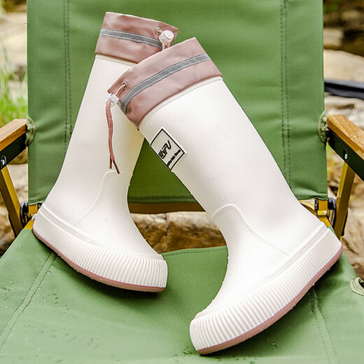 Jinbingsheng Mode japanische hochröhren-Regenstiefel für Frauen mit nicht rutschfestem und vielseitigem Langstubenschnallen Regenstiefeln im Freien im Freien mit dick gelösten Wirtschaftsschuhen Hochrohr-Regenstiefel 36-37 [Schnallenstil] mit Innensohle Standardgröße | Lockerheit zu verfolgen kann eine größere Größe haben