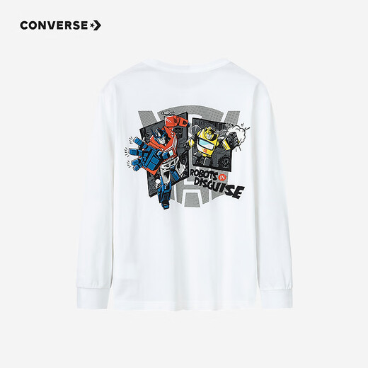Converse [Transformers Joint Brand] Converse Children's Clothing Base Base Base Boys Boys Camiseta de manga larga CNVB-LS-G689 Pure White 150 /72 [Altura sugerida 140-152cm]