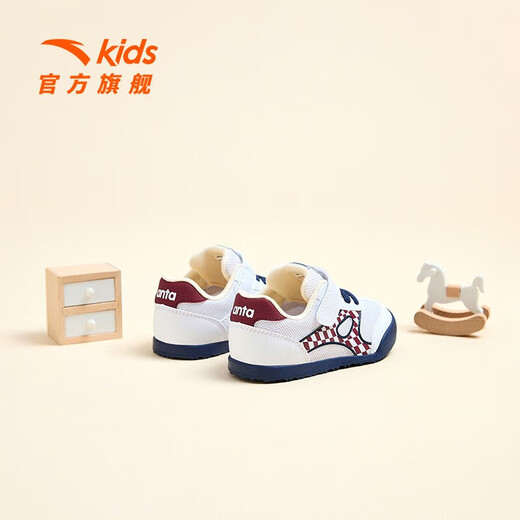 ANTA Children's Sports Shoes for Boys and Girls 2023 Autumn New Infant and Baby Non-Slip Breathable and Wear-Resistant Toddler Shoes ANTA White/Litchi Red/New Ink Blue-2 18 Size