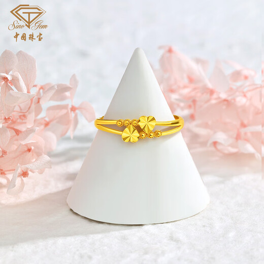 Chinese jewelry birthday gift for girlfriend gold ring female foot gold heart-to-heart ring alive gift for girlfriend