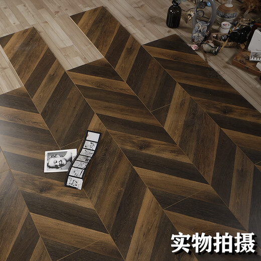YWZR鱼骨拼人字纹艺术强化复合木地板家用服装店铺灰色耐磨 3271 1