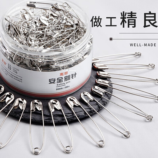 Kalevin thickened stainless steel safety pins to fix clothing buckle pins old-fashioned small/large oversized thick paper clips back 36mm/1 box total 100 pieces/thick stainless steel