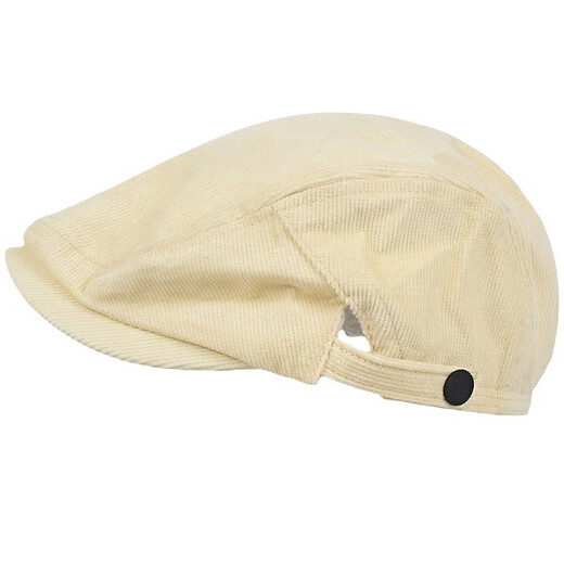 QIPEIER corduroy big head circumference hat men's spring and autumn beret retro progressive hat large size trendy winter literary painter hat black L large head circumference (60-64cm)