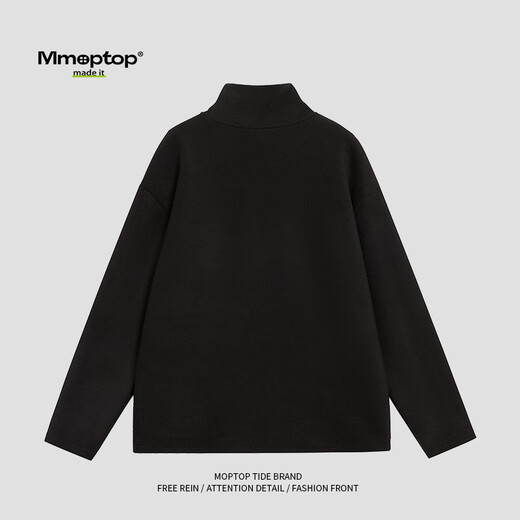 MMOPTOP German velvet turtleneck sweatshirt warm and thickened men's autumn and winter double-sided velvet bottoming long-sleeved inner layer APW965 black XL