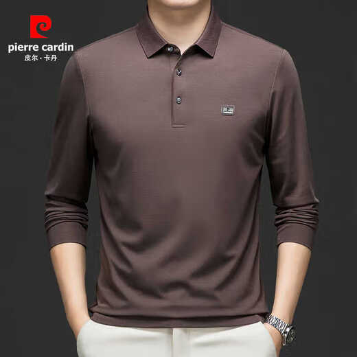 Pierre Cardin Herren-Langarm-T-Shirt T-Shirt Dünn Neues Revers Casual Polo Shirt T-Shirt Feder- und Herbst-Solid Color Top 15912 Grün 185/96a Vorschlag 160-180Jin [Jin ist gleich 0,5 kg]