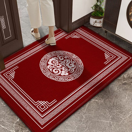 Shansui Chinese-style entrance door floor mat red door mat door carpet door mat resistant to stains and non-slip can be cut for festive home use Chinese pattern-Xun SJ 100X140cm