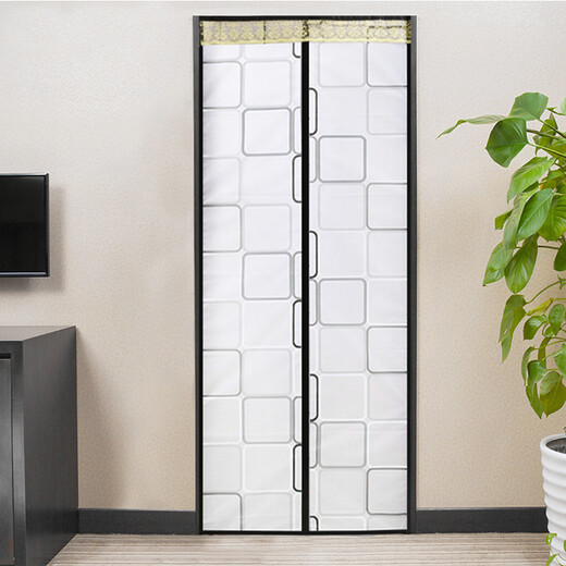 Diyin Winter Air Conditioning Door Curtain Wind Blocking Leather Curtain Magnetic Velcro No Punching White 90*220cm Customized