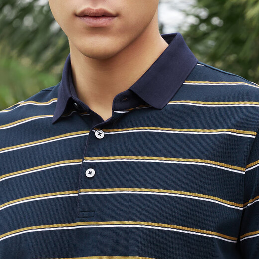 YOUNGOR short-sleeved POLO shirt men's lapel flat machine collar contains mulberry silk fine high quality POLO shirt new product dark green L