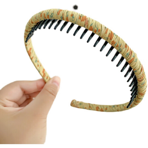 BARY REEF Girls' Floral Fabric Children's Pressed Hairpins Broken Hairbands with Teeth Anti-Slip Korean Cute Princess Doesn't Hurt Her Head Fashionable Summer Green Floral Hairbands