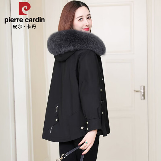 Pierre Cardin Parker Women's Short 2025 Winter New Haining Fur Removable Lazy Rabbit Fur Liner Jacket Lively Coffee Color Fox Fur Collar + Down Cotton Sleeves Full L Pierre Cardin Parker Women's Short 2025 Winter New Haining Fur Removable Lazy Rabbit Fur Liner Jacket Lively Coffee Color Fox Fur Collar + Down Cotton Sleeves Full L