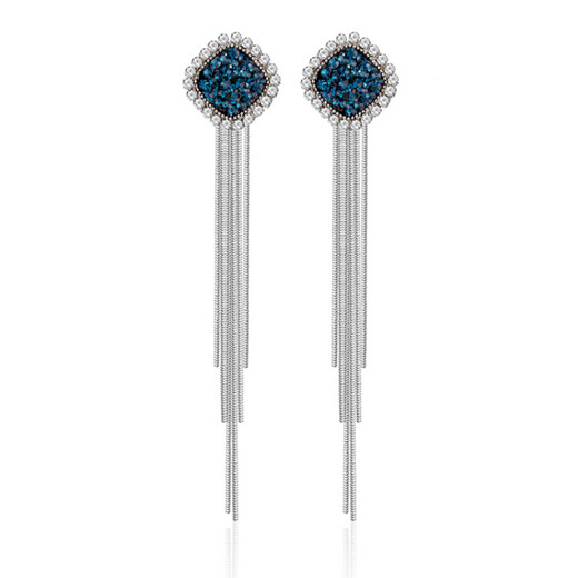 HEEKAIYI light luxury ear clip earrings women's earrings tassel earrings 2024 new fashion light luxury high-end broken diamond gray