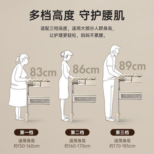 Hagaday婴儿尿布台宝宝多功能护理换尿布新生儿洗浴婴儿床 无置物篮 卡其奶咖