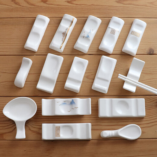 Zhengyang Zhishang Chopstick Holder Ceramic Chopstick Holder Chopstick Holder Hotel Special Chopstick Holder Chopstick Pillow Dual-Purpose Chopstick Holder Spoon Holder Shelf Male <Lushui Jinshan Guzheng Chopstick Holder> <Ten pack