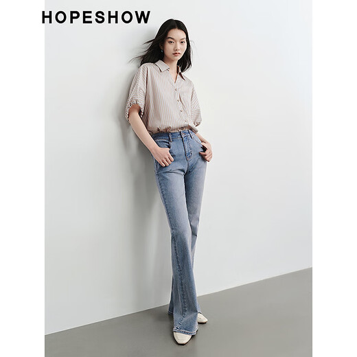 
Red sleeve striped shirt summer 2024 new women's clothing with shoulders off the shoulders and casual fashion and versatile temperament This year's beautiful shirt Kalan strip 722 M