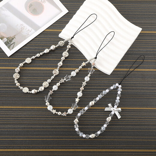Neue Mobiltelefonkette Mobiltelefon Lanyard Perle Bogen Perlen Hanging Chain Accessoires Mobilfunkkoffer Schlüsselbund Anhänger K3271 Fünf-Punkte-Stern-Mobilfunk-Mobilfunk-Mobilfunkkette