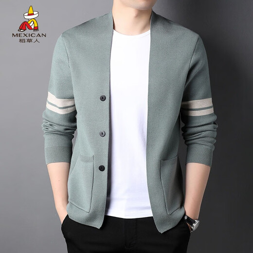 Scarecrow sweater men's sweater cardigan with wool spring and autumn sweater jacket men's Korean style trendy sweater simple and casual coffee color XL (175)