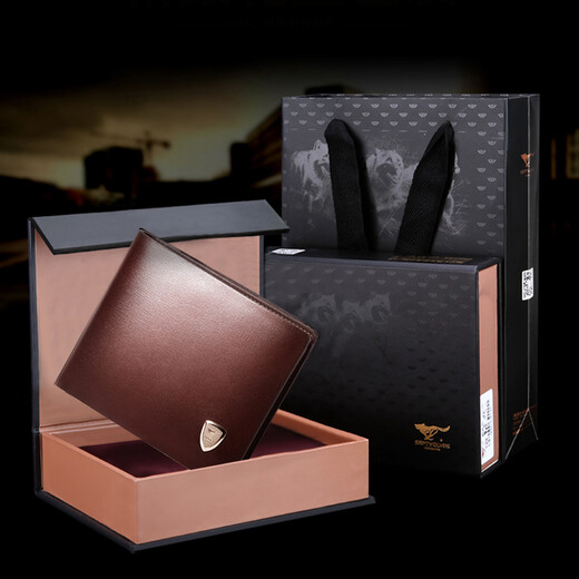 Sept Wolf Men's's Wallet Short Greil en cuir Générat en cuir marque trois fois horizontale et verticale Clip de billette de bouclier simple SLOT MULLIAT MULTH CARD