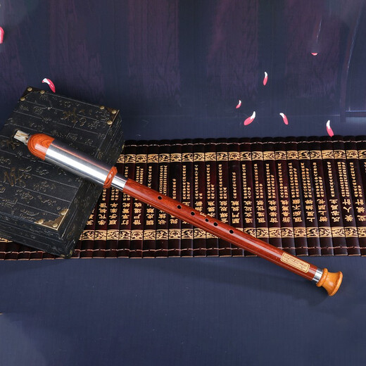 
Mahogany single tube vertical blowing nine hole horizontal blowing Bawu musical instrument b tune G tune F tune primary school students adult performance custom style Red sandalwood-vertical blowing Bawu [C tune]