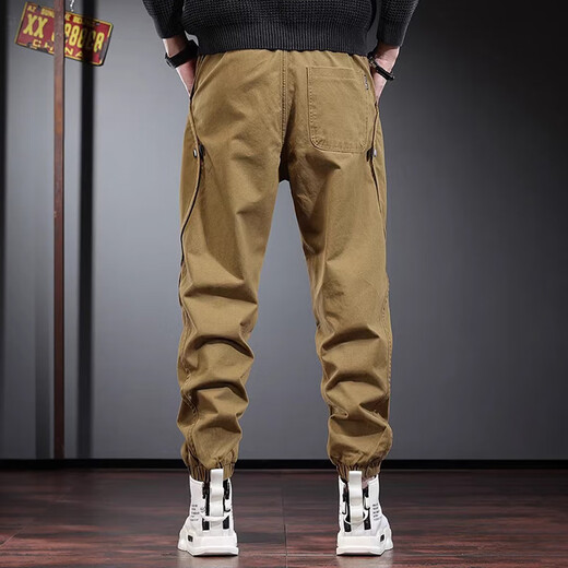 Romon Arbeitshose Herren Herbst neue amerikanische Modemarke Trendy vielseitige kleine Füße Harlen Neun-Punkte-Sport-Langhosen Dyl-2506 Kamelgelb 3xl
