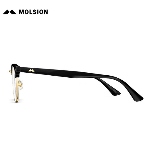 MOLSION陌森眼镜框架肖战同款眉架钛眼镜男女配度数防蓝光MJ6195 B13金色|亮黑 单镜框