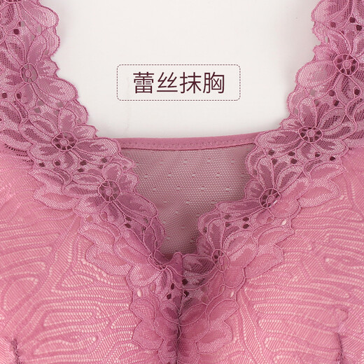 Angdiedi special bra for postoperative silicone lactating bra without steel ring fake breasts and fake breast underwear to make up for lace lace Purple 85B