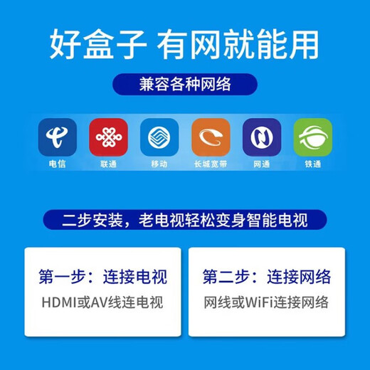 中国电信网络机顶盒智能无线移动投屏电视盒子4K三网通5GWIFI 电信通(蓝牙语音版) 支持语音换台 标配