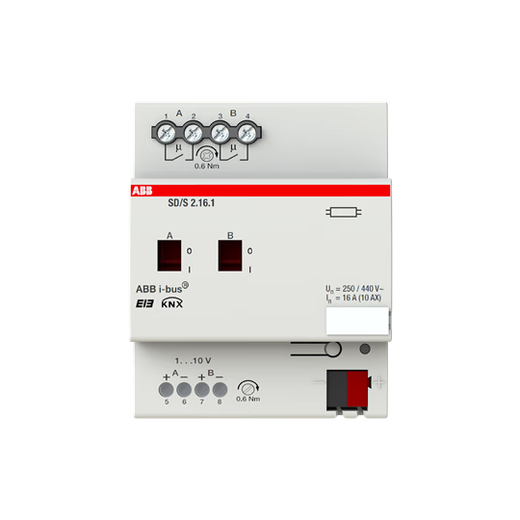 SD/S 2.16.1 Fluorescent lamp dimmer 2-channel 1-10V intelligent dimming system KNX protocol ABB I-BUS
