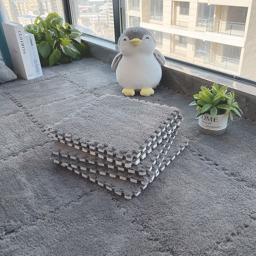 Yu Dingfu plush bedside splicing carpet bedroom room full household foam floor mat gray 10 pieces 30x30 gray 30*30*1cm