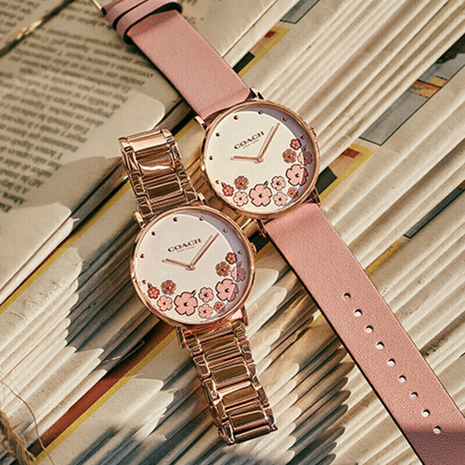 COACH PERRY Series Tea Rose Belt Quartz Women's Watch 14503769 Recommended by Luo Yizhou New Year Gift/Gift Giving