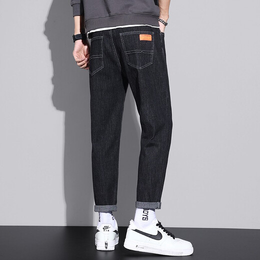
Xiao Xueling jeans men's summer 2025 new thin pants men's trendy brand straight loose cropped pants versatile men's clothing 6621 black + 6621 black 30