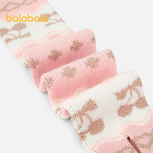 Balabala children's scarf girls' woolen knitted scarf winter warm, sweet and cute pink 60001 110cm