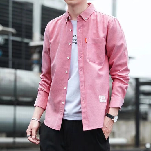 Tin Yuan shirt men's spring and autumn new denim shirt men's long-sleeved cotton Korean style casual inch shirt men's jacket Hong Kong style gray 681 3XL
