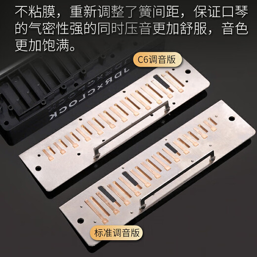 JDR&Clock Joint Quarz Quarz chromatische Mundharmonika 12-Loch-C-Taste, importierte Gongs, Innenfilmdesign, 12-Loch-Standard-Stimmversion + Tastenöl + Klavier-Demontagewerkzeuge