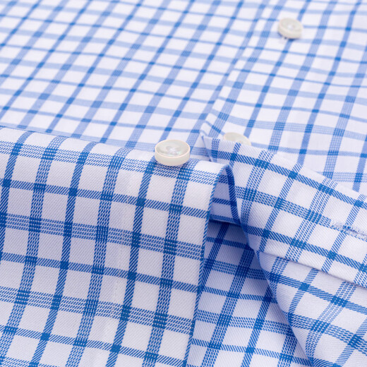 Jarrman Vireaf italiano Gioya Mani Big Brand Luxury Men 100% Pure Cotton Camisa de algodón de alta gama fácil de mantenimiento grande Tamaño 795 Azul Grid 40
